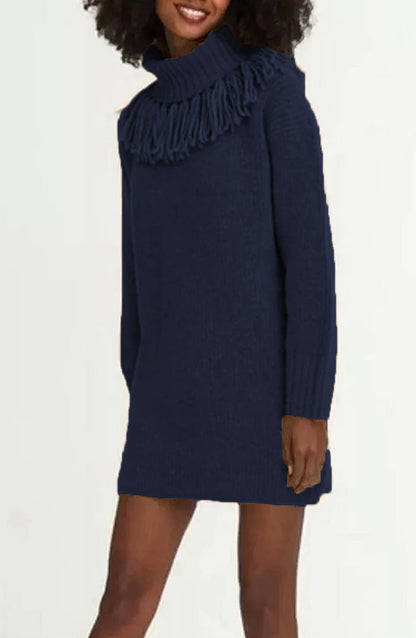 Women's Knitted Dress Elegant Design With Turtleneck