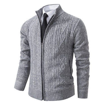 Men's Knitted Cardigan Stand-up Collar Pattern Trendy