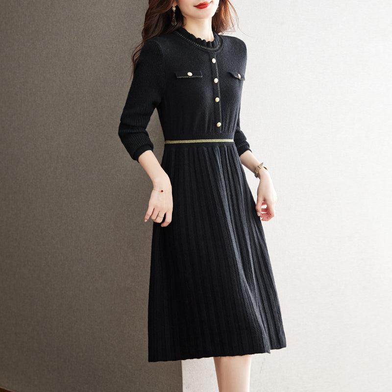 Women's Knitted Dress Elegant Design High Neck