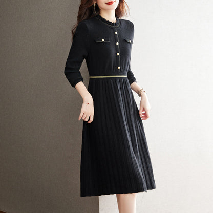 Women's Knitted Dress Elegant Design High Neck