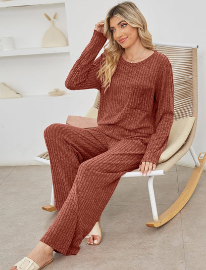 Comfortable Lounge Set Knit Rib Loose Fit