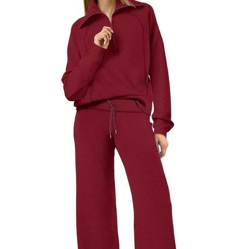 Women's Sports Set with Stand-up Collar and Braces