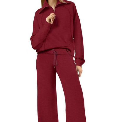 Women's Sports Set with Stand-up Collar and Braces