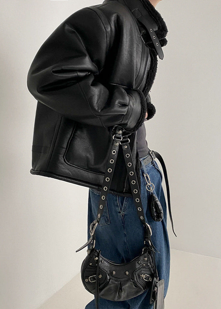 Stylische Lederjacke Fliegerdesign - IdealeKleiden