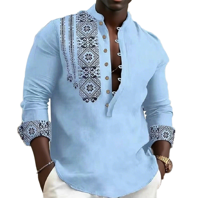 Men's Long-Sleeve Shirt Ethnic Style Modern
