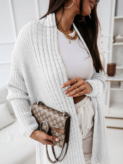 Long-Sleeve Cardigan Woolly Loose Laced