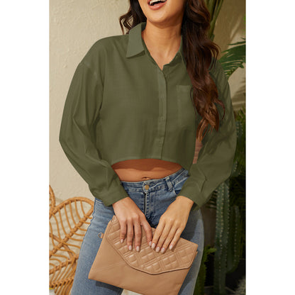 Damen Bluse Elegant Kurz Geschnitten