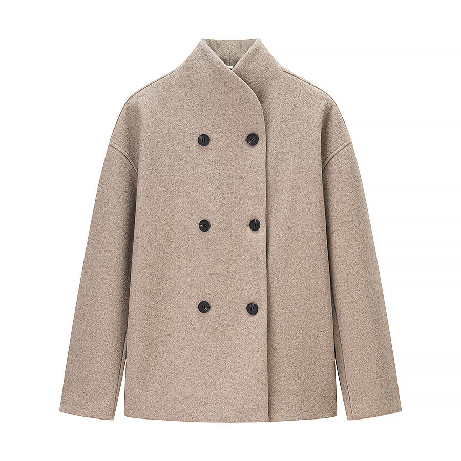 Women's Oversized Wool Jacket Modern Stand-Up Collar Elegant