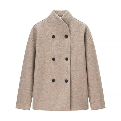 Women's Oversized Wool Jacket Modern Stand-Up Collar Elegant