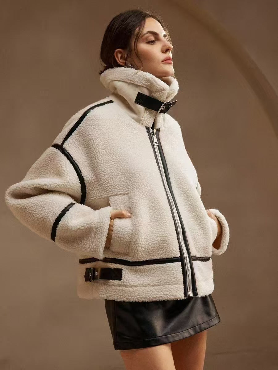 Women's Quilted Jacket Warm High Collar With Pockets