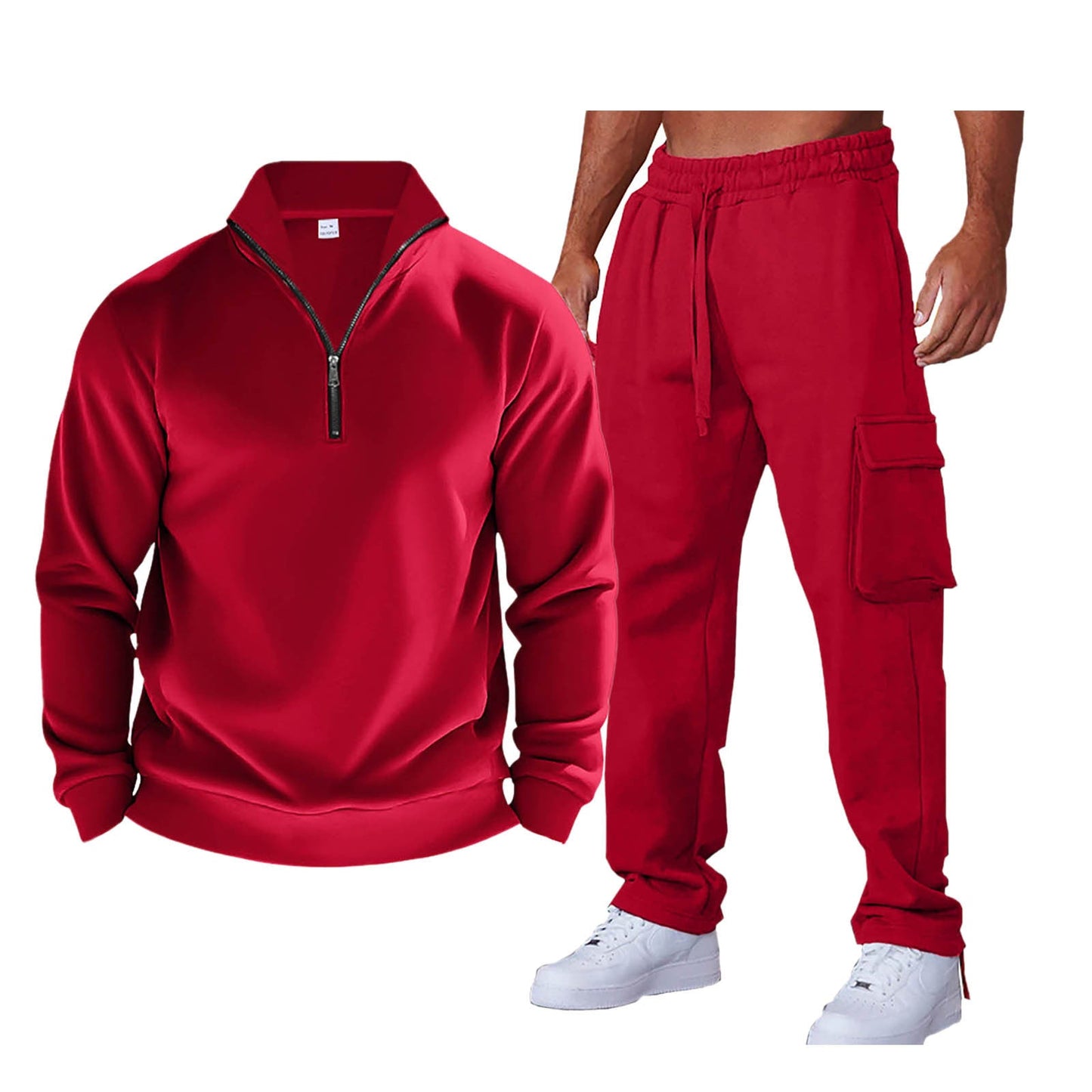 Men's Sports Tracksuit Practical Zip Collar Side Pockets