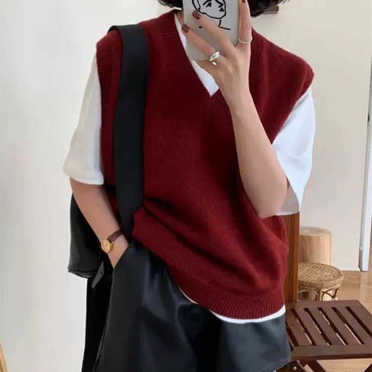 Women's Elegant V-Neck Knit Vest Generous Fit
