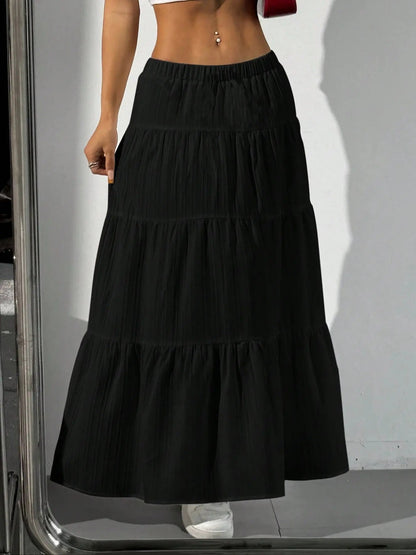 Women's Maxi Tiered Skirt Elastic