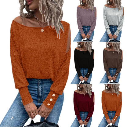 Damen Off-Shoulder Top mit Knöpfen Elegantes Design - IdealeKleiden
