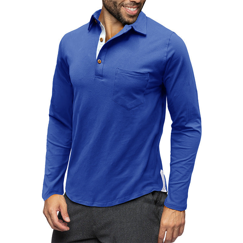 Slim Fit Long Sleeve Cotton Polo Shirt Elegant
