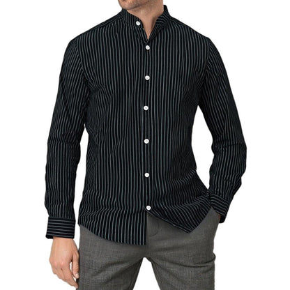 Men's Shirt Modern Striped Stand-up Collar Elegance
