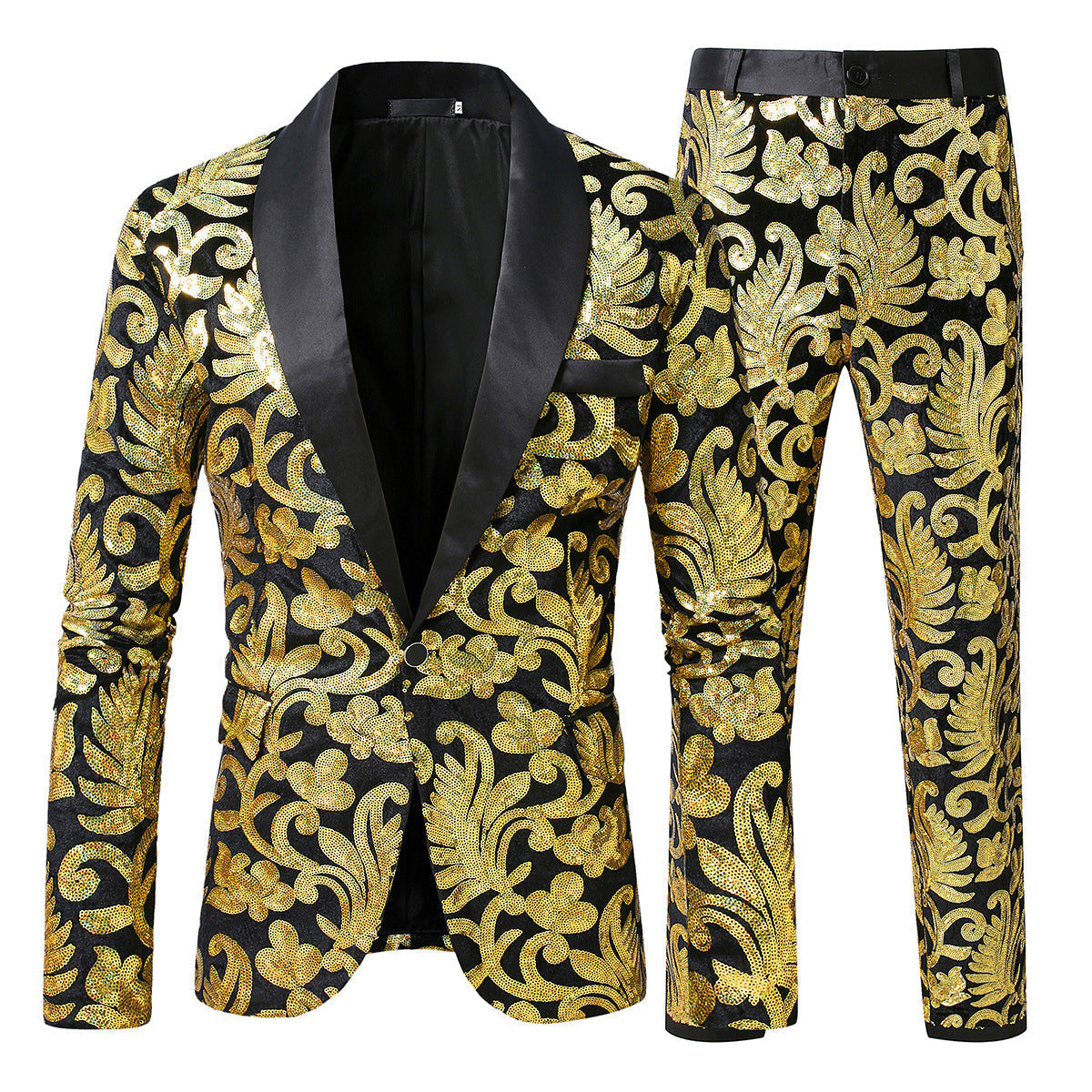 Herren Glitzer Anzug Set Elegant Abendgarderobe - IdealeKleiden