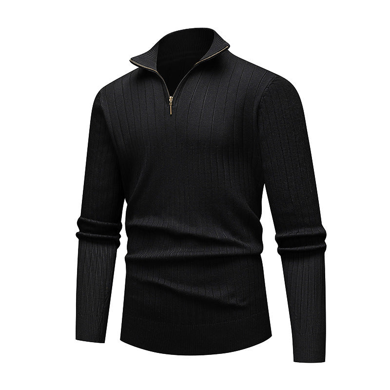 Men's Knitted Jumper Modern Stand-Up Collar Zipper Quality