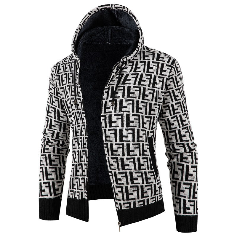 Men's Cable Knit Cardigan Soft Lining