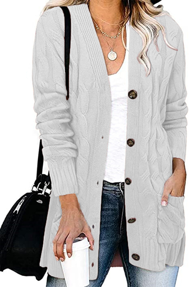 Women's Cable Knit Cardigan with Pockets