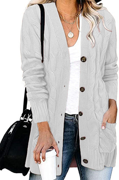 Women's Cable Knit Cardigan with Pockets