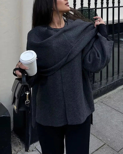 Stylish women's jacket with an asymmetrical scarf