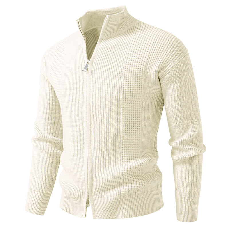 Men's High Collar Cardigan Modern Snap Closure
