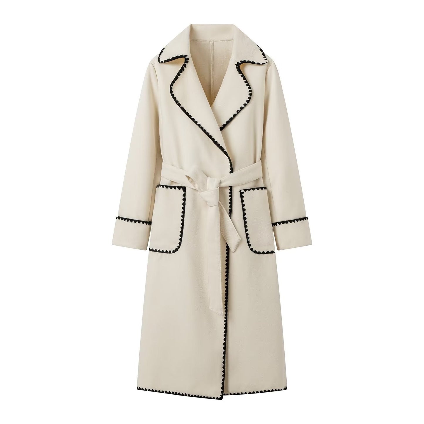 Women's Transitional Jacket Elegant Belt Luxury Pockets