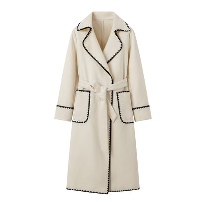 Women's Transitional Jacket Elegant Belt Luxury Pockets