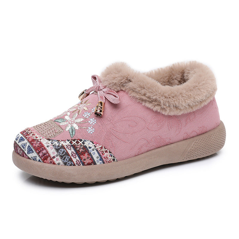 Women's Slippers Warm Fleece Floral Pattern