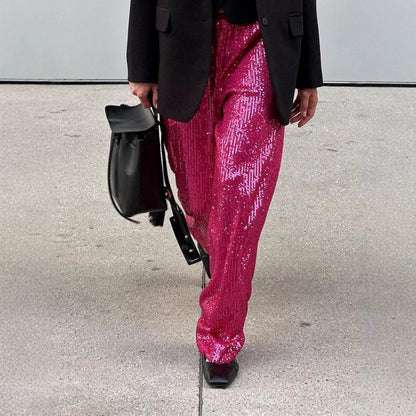 Glitzernde Damen-Hose Elegant Palazzo-Style - IdealeKleiden