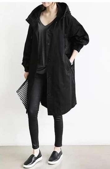 Women's Oversized Trench Coat Hooded Jacket Stylish