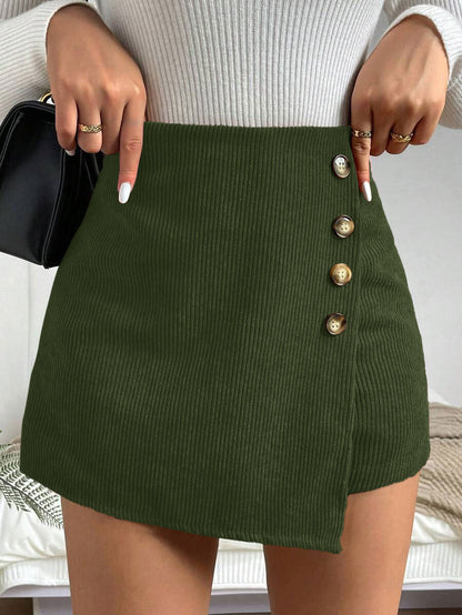 Women's Mini Skirt Figure-hugging Buttons Detail