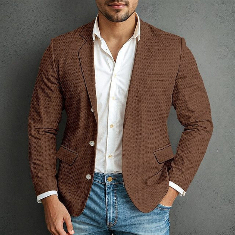 Men's Elegant Blazer with Zipper and Multiple Pockets