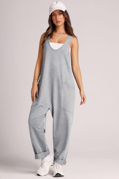 Women's Comfort Jumpsuit with Large Pockets and Stretch Fabric