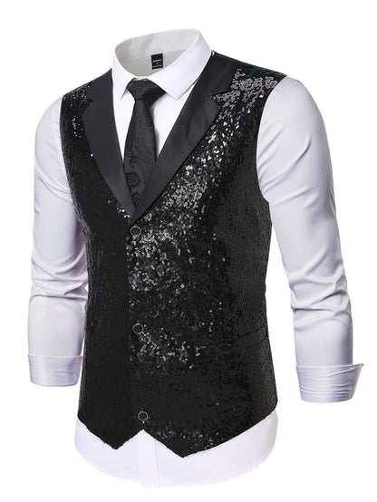 Men's Suit Vest Glitter Effect Classic Style