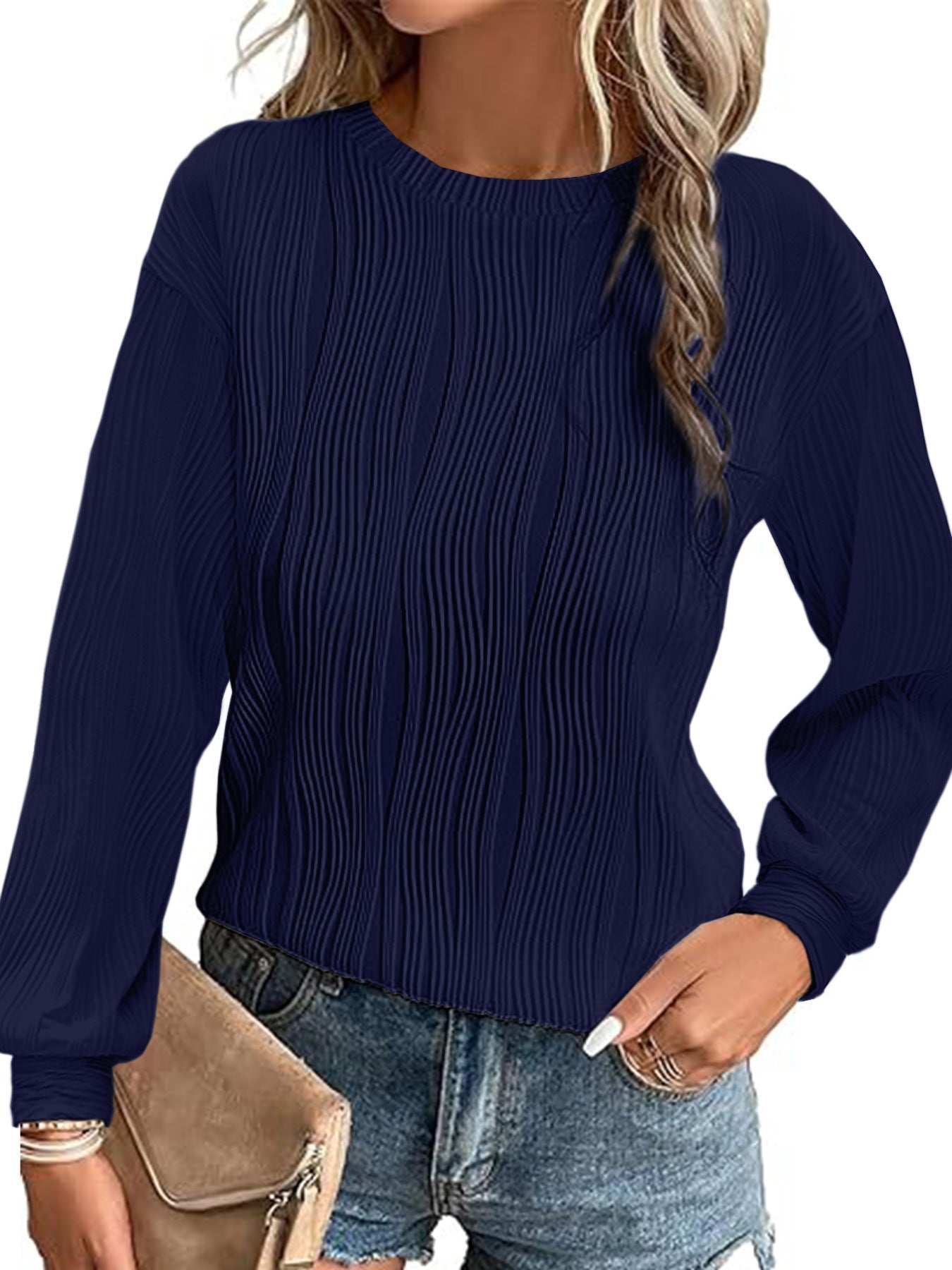 Women's Pleated Long-Sleeved Elegant Sweater