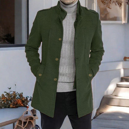 Men's Elegant Winter Coat Stand-up Collar Pockets