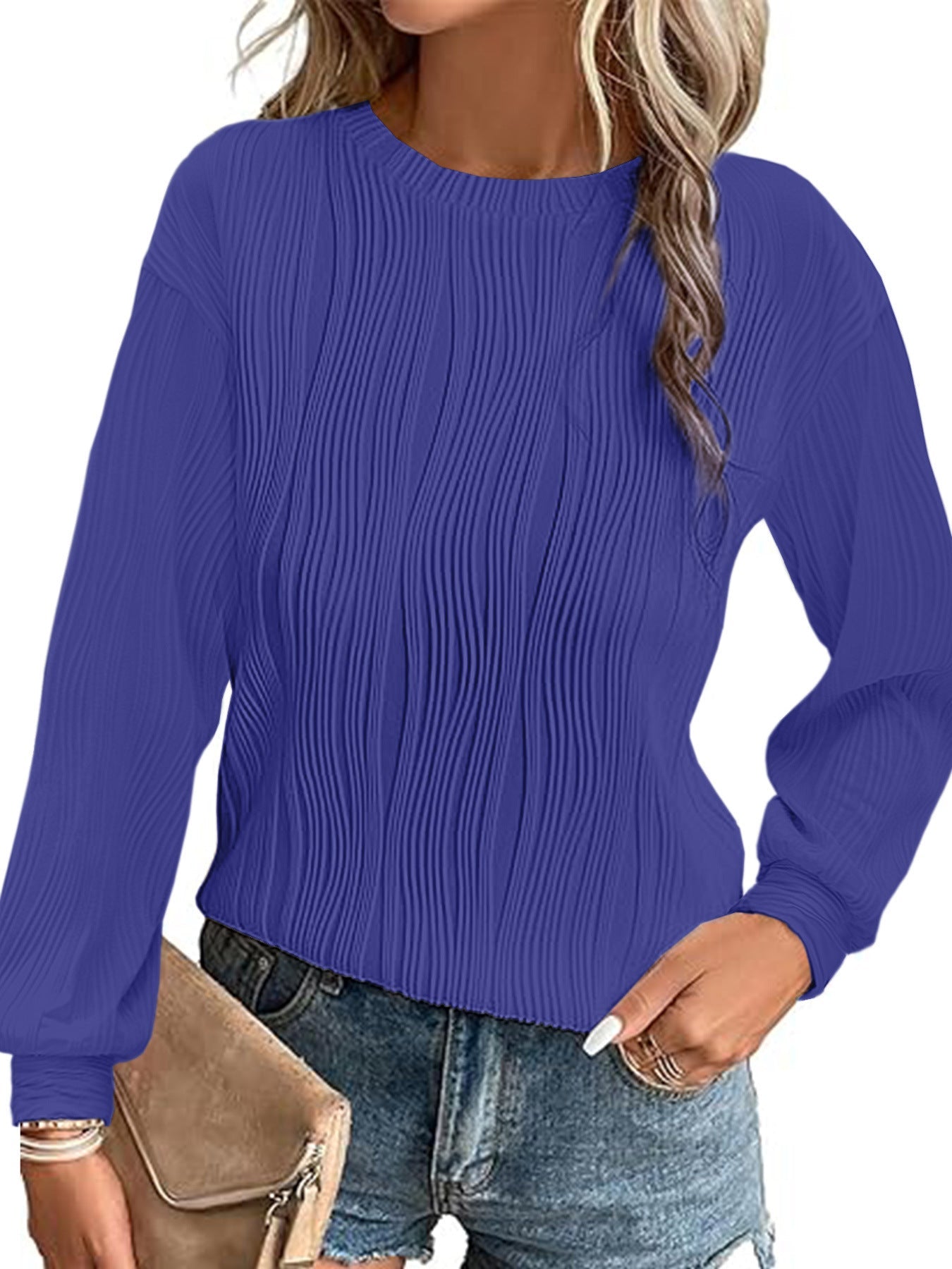 Women's Pleated Long-Sleeved Elegant Sweater