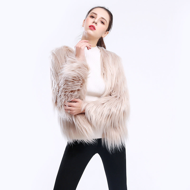 Women's Faux Fur Coat Soft Long-Sleeved Elegant