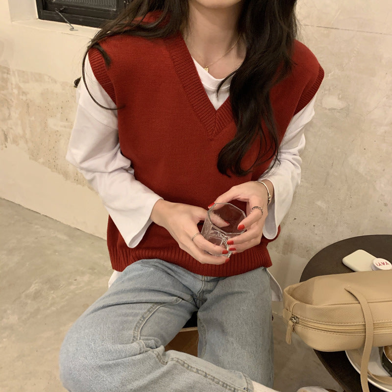 Women's Knitted Vest Sleeveless V-Neck Fashionable