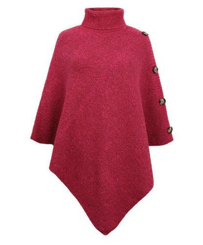 Women's Poncho Knit Modern Buttons