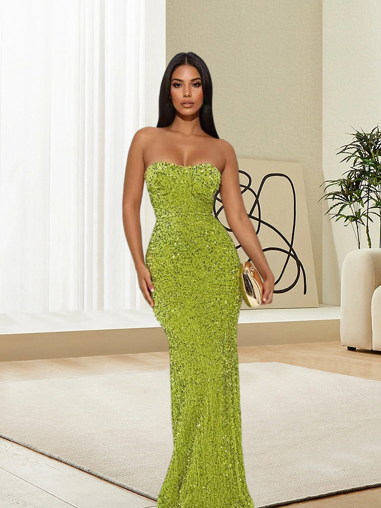 Glamorous Sequin Evening Gown Fitted Luxury Look