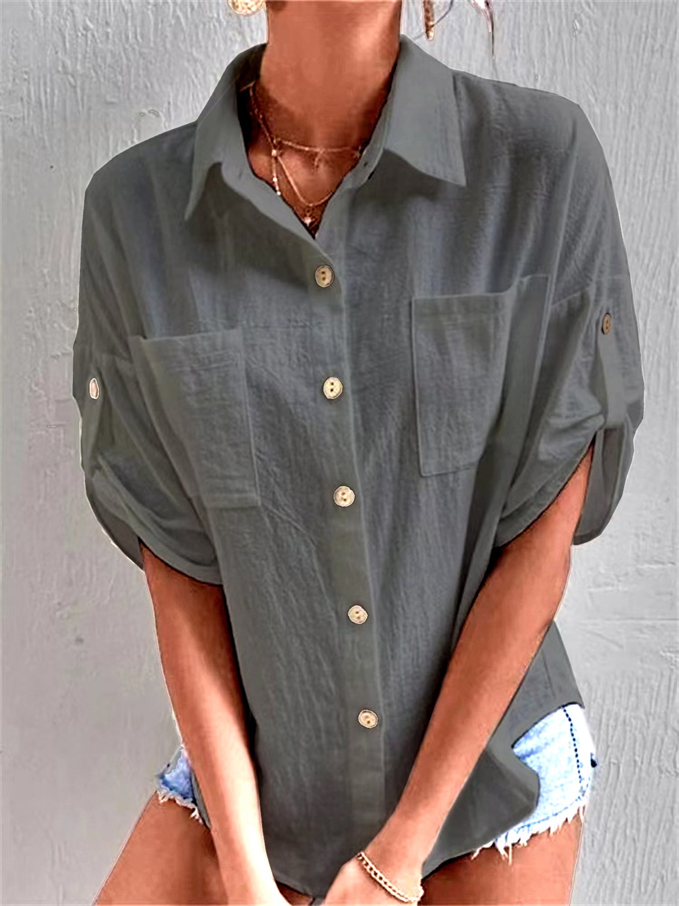 Women's Linen Blouse Summer-Light Elegant Design