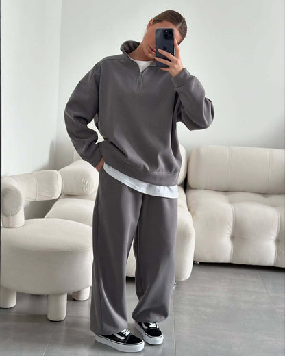 Women's Fleece Tracksuit Stand-up Collar Zipper