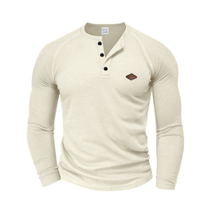 Men's Long-Sleeve Shirt Textured Modern Button Design