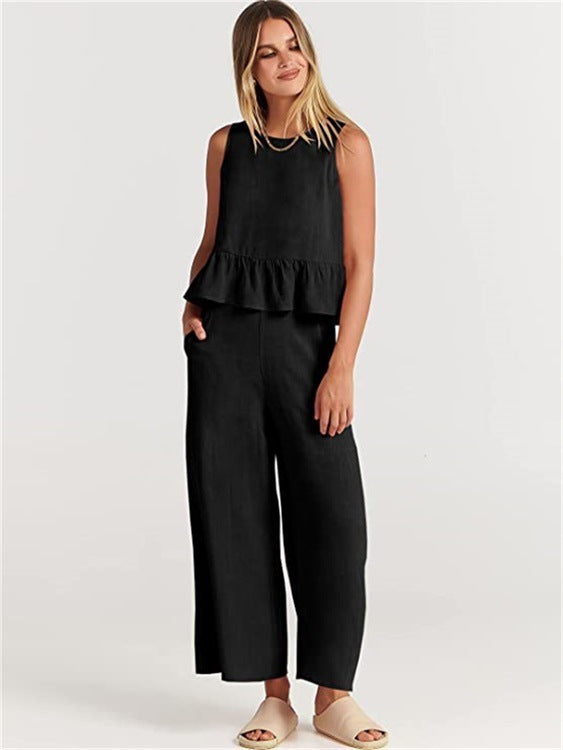 Women's Two-Piece Set Elegant Ruffle Detail