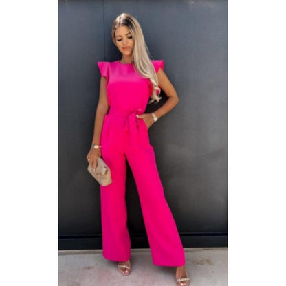 Women's Elegant Wide-Leg Ruffle Sleeve Jumpsuit