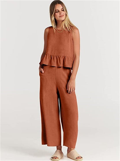 Women's Two-Piece Set Elegant Ruffle Detail