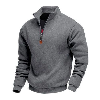 Men's Sporty Half-Zip Stand-Up Collar Jumper